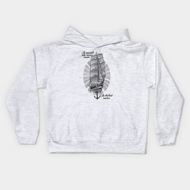 Sailing Ship Tattoo Kids Hoodie by mailboxdisco